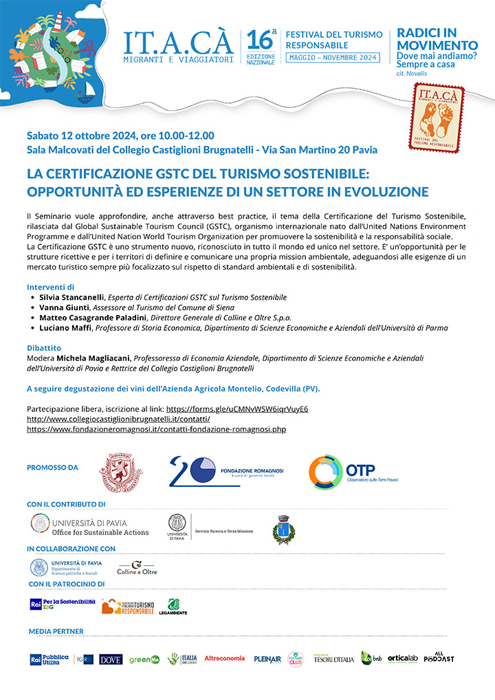 LA CERTIFICAZIONE GSTC DEL TURISMO SOSTENIBILE: OPPORTUNITÀ ED ESPERIENZE DI UN SETTORE IN EVOLUZIONE - Convegni e Seminari Fondazione Romagnosi