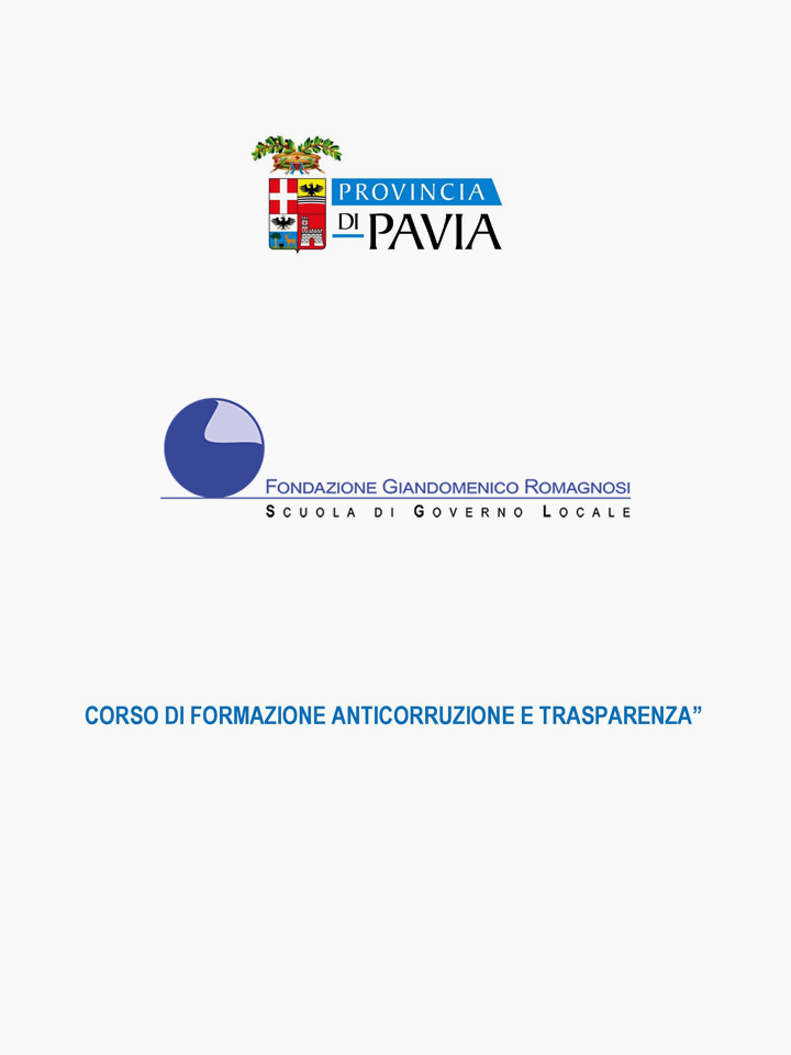 Corso di formazione Anticorruzione e Trasparenza - Corsi di Formazione Fondazione Romagnosi