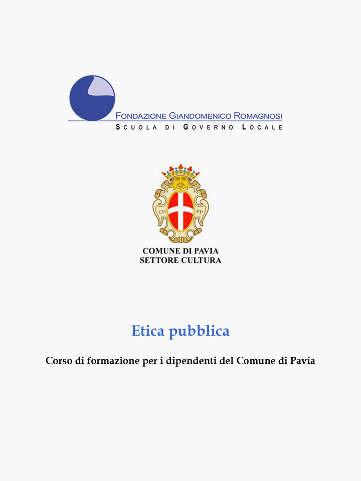 Etica pubblica - Corso di formazione Fondazione Romagnosi