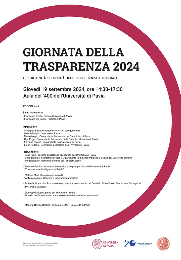 Giornata della Trasparenza 2024: opportunità e criticità dell'intelligenza artificiale - Convegni e Seminari Fondazione Romagnosi