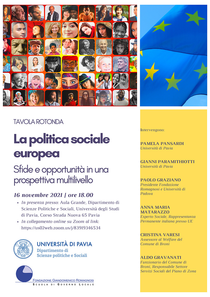 Tavola rotonda - La politica sociale europea, Sfide e opportunità in una prospettiva multilivello - Convegni e Seminari Fondazione Romagnosi, Scuola di governo locale