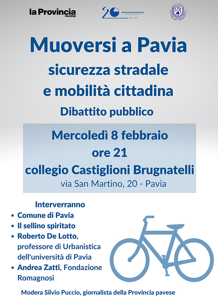 Convegno, Muoversi a Pavia: sicurezza stradale e mobilità cittadina, dibattito pubblico - Convegni e Seminari Fondazione Romagnosi, Scuola di governo locale