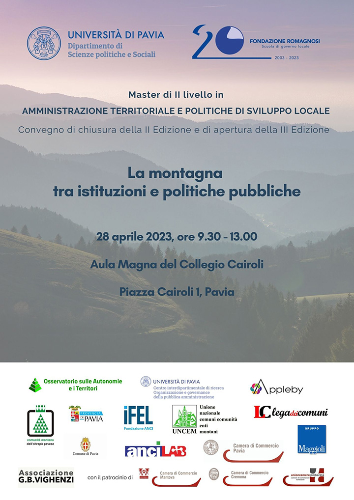 Convegno: La montagna tra istituzioni e politiche pubbliche - Fondazione Romagnosi, Scuola di Governo Locale, Pavia - Convegno Fondazione Romagnosi