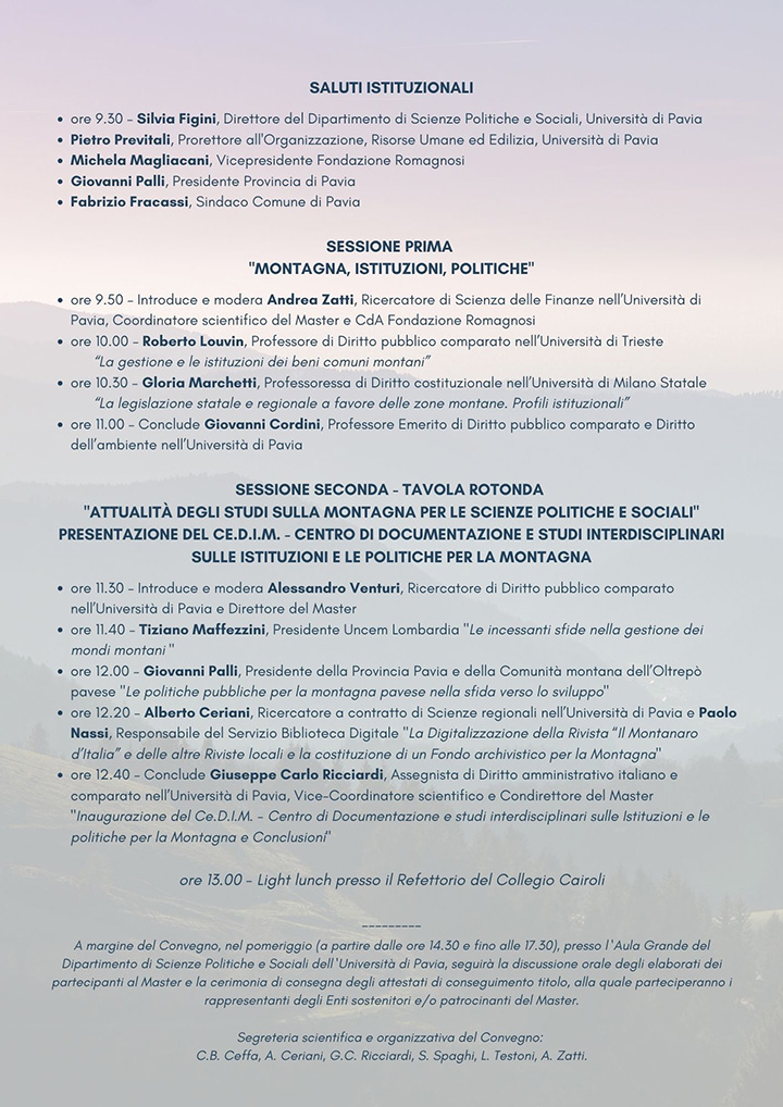 Convegno: La montagna tra istituzioni e politiche pubbliche