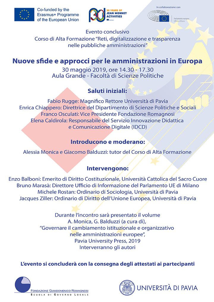 Nuove sfide e approcci per le amministrazioni in Europa - Convegni e Seminari Fondazione Romagnosi