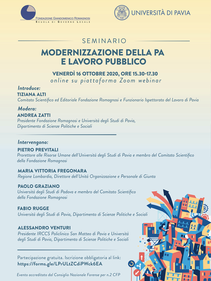 Seminario Modernizzazione della PA e lavoro pubblico - Convegni e Seminari Fondazione Romagnosi, Scuola di governo locale