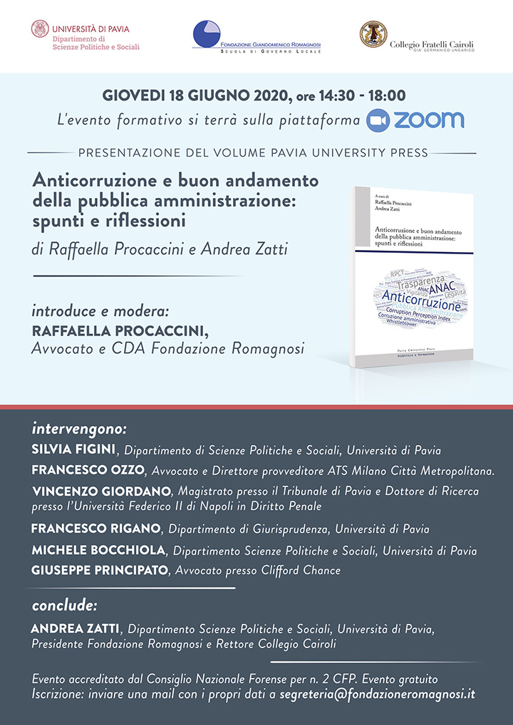 Anticorruzione e buon andamento della pubblica amministrazione: spunti e riflessioni - Convegni e Seminari Fondazione Romagnosi