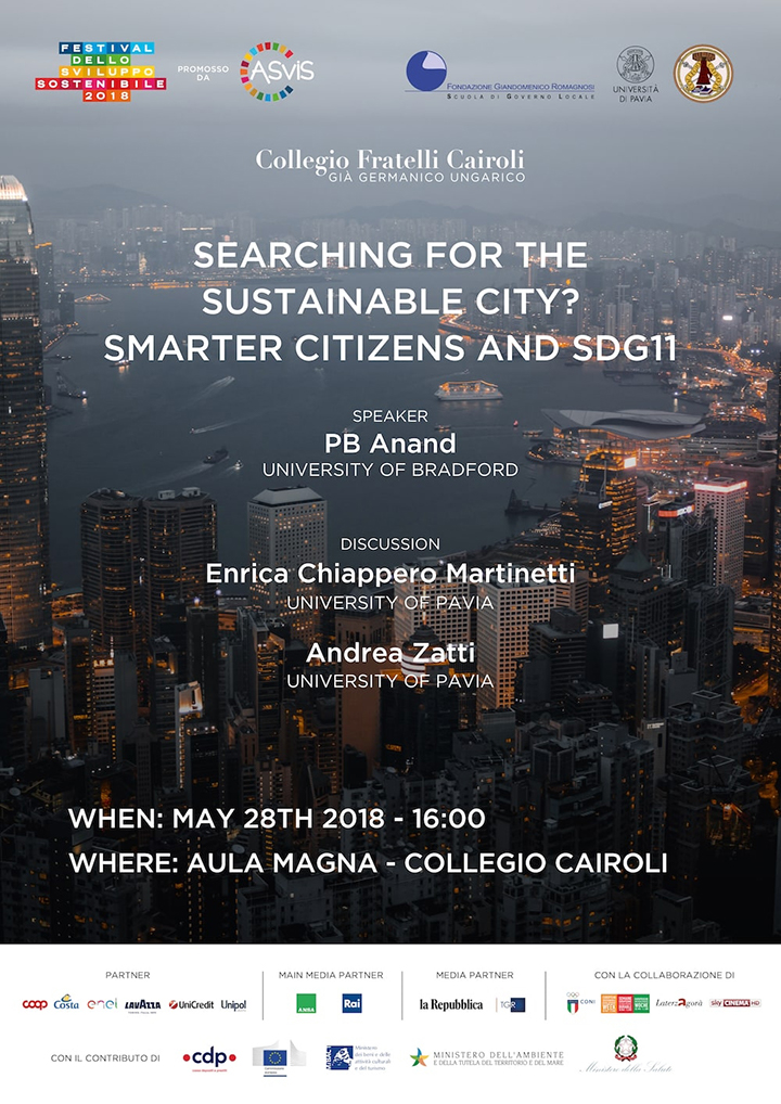 Searching for the sustainable city? Smarter citizens and SDG11 - Convegni e Seminari Fondazione Romagnosi, Scuola di governo locale