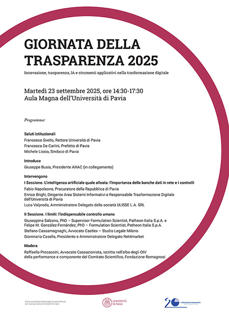 Giornata della Trasparenza 2025 - Innovazione, trasparenza, IA e strumenti applicativi nella trasformazione digitale