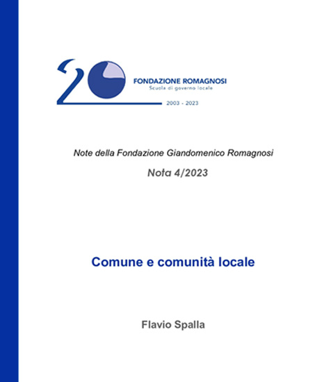 Comune e Comunità locale - Nota 4-2023, Fondazione Romagnosi