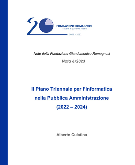 Il Piano Triennale per l'Informatica nella Pubblica Amministrazione (2022 - 2024) - Nota 6-2023, Fondazione Romagnosi