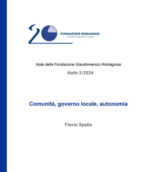 Comunità, governo locale, autonomia - Nota 3-2024, Fondazione Romagnosi