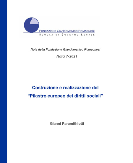 Costruzione e realizzazione del Pilastro europeo dei diritti sociali - Nota 7-2021, Fondazione Romagnosi