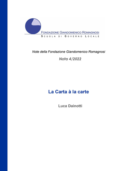 La Carta à la carte - Nota 4-2022, Fondazione Romagnosi