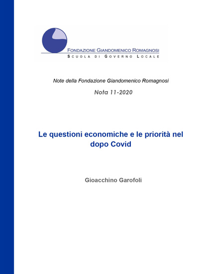 Le questioni economiche e le priorità nel dopo Covid. Nota 11-2020, Fondazione Romagnosi