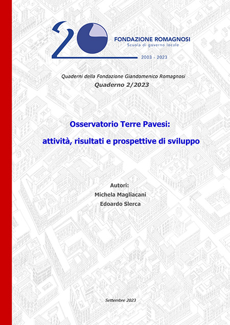 Osservatorio Terre Pavesi: attività, risultati e prospettive di lavoro - Quaderno 2/2023 Fondazione Romagnosi