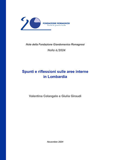 Nota 6/2024 - Spunti e riflessioni sulle aree interne in Lombardia, Note brevi Fondazione Romagnosi
