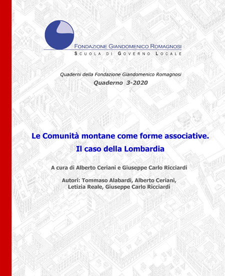 Le Comunità montane come forme associative. Il caso della Lombardia.. Quaderno 3-2020, Fondazione Romagnosi