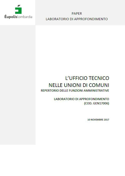 L'ufficio tecnico nelle Unioni di Comuni. Repertorio delle funzioni