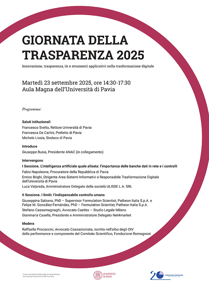 Giornata della Trasparenza 2025 - Innovazione, trasparenza, IA e strumenti applicativi nella trasformazione digitale