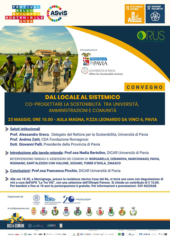 Convegno, Dal Locale al Sistemico: co-progettare la sostenibilità tra Università, Amministrazioni e Comunità Convegno, Dal Locale al Sistemico: co-progettare la sostenibilità tra Università, Amministrazioni e Comunità