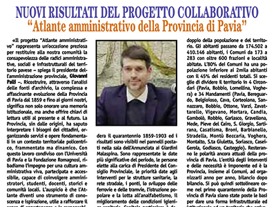 Atlante Amministrativo della Provincia di Pavia - Progetto Fondazione Romagnosi, Rassegna stampa Il Settimanale Pavese